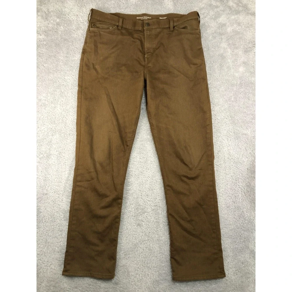 Banana Republic 5 Pocket Pants Mens 39x33 (Tag 38x34) Brown Traveler Slim Fit
